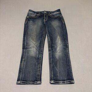 Miss Me Boyfriend Capri Jeans Womens Size 25 Blue Denim Embellished Y2K